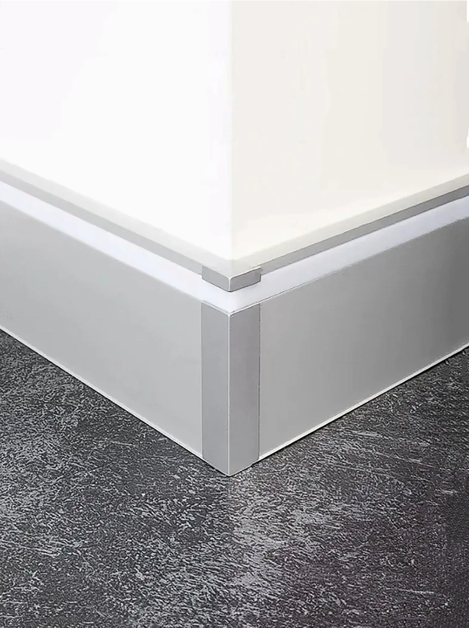 Плинтус алюминиевый напольный LED-78-80 под подсветку, накладной, Серебро матовое, 1 шт Купить оптом Плинтус алюминиевый напольный LED-78-80 под подсветку, накладной, Серебро матовое, 1 шт — изображение 4