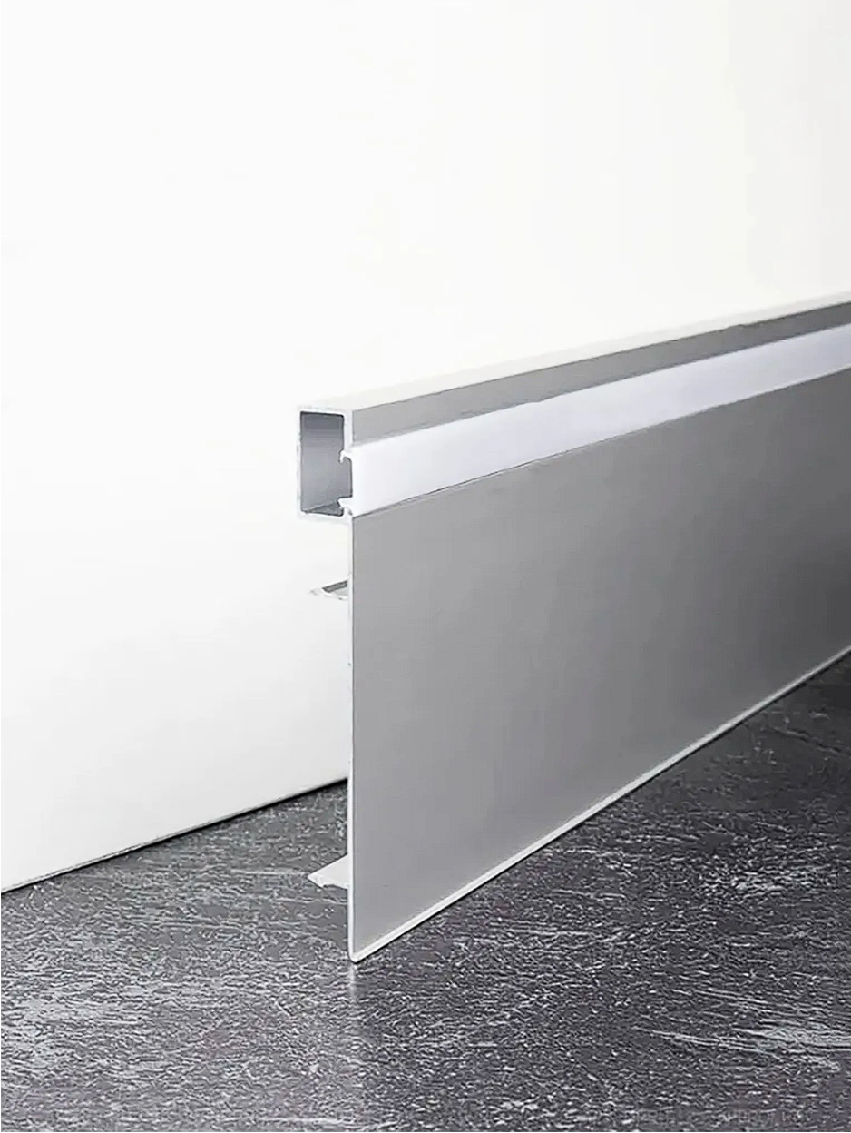 Плинтус алюминиевый напольный LED-78-80 под подсветку, накладной, Серебро матовое, 1 шт Купить оптом Плинтус алюминиевый напольный LED-78-80 под подсветку, накладной, Серебро матовое, 1 шт — изображение 5