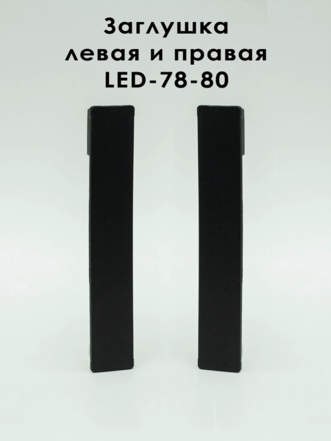 Заглушка левая и правая для алюминиевого плинтуса LED-78-80, Черный матовый, 2 шт