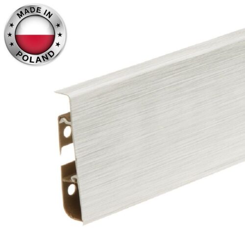 Плинтус напольный пластиковый CEZAR, HI-LINE PRESTIGE, Алюминий белый Браш, 266