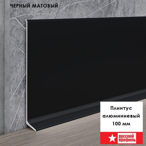 Плинтус напольный L -образный, высота 100 мм, длина 250 см, Черный матовый анод, гладкий, не муар, 1 шт