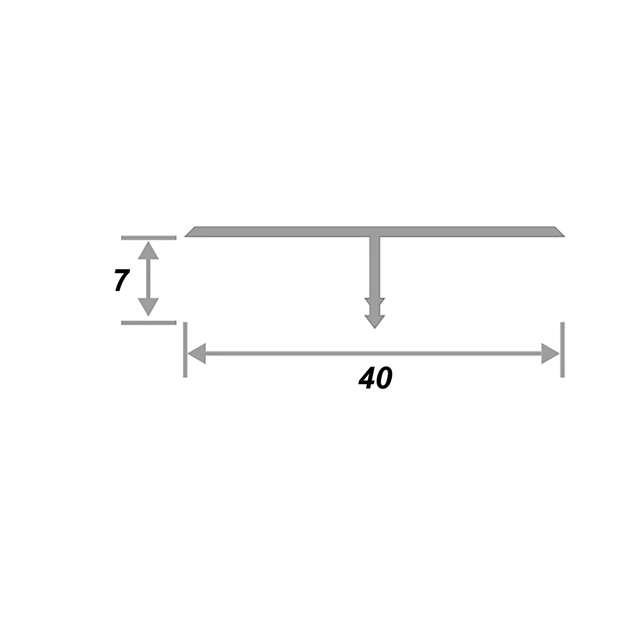 Порожек алюминиевый Т — профиль 40 х 2700 мм, Серебро матовый, для напольных покрытий, 1 шт Купить оптом Порожек алюминиевый Т - профиль 40 х 2700 мм, Серебро матовый, для напольных покрытий, 1 шт — изображение 2