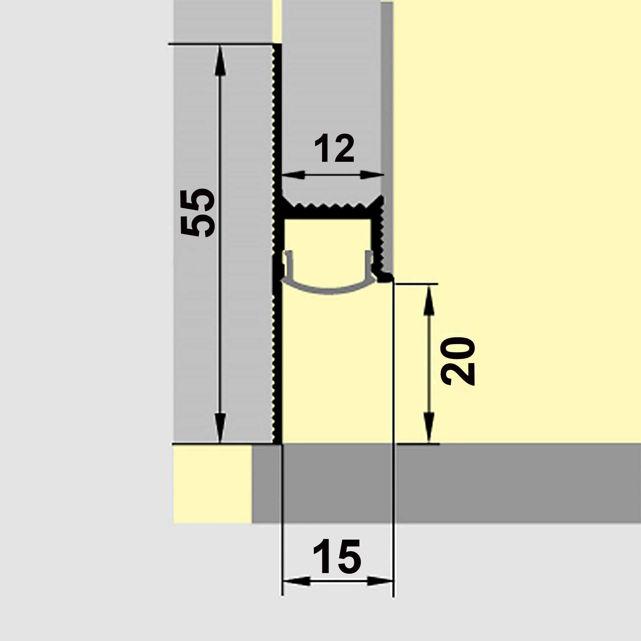 Плинтус напольный теневой 55 х 15 х 2500 мм, без рассеивателя, зазор 20 мм, Чёрный матовый, 1 шт Купить оптом Плинтус напольный теневой 55 х 15 х 2500 мм, без рассеивателя, зазор 20 мм, Чёрный матовый, 1 шт — изображение 2