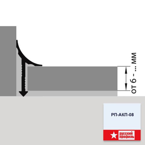 Профиль внутренний алюминиевый для керамической плитки от 6 мм, С - образный, длина 270 см, Серебро матовое, 1 шт