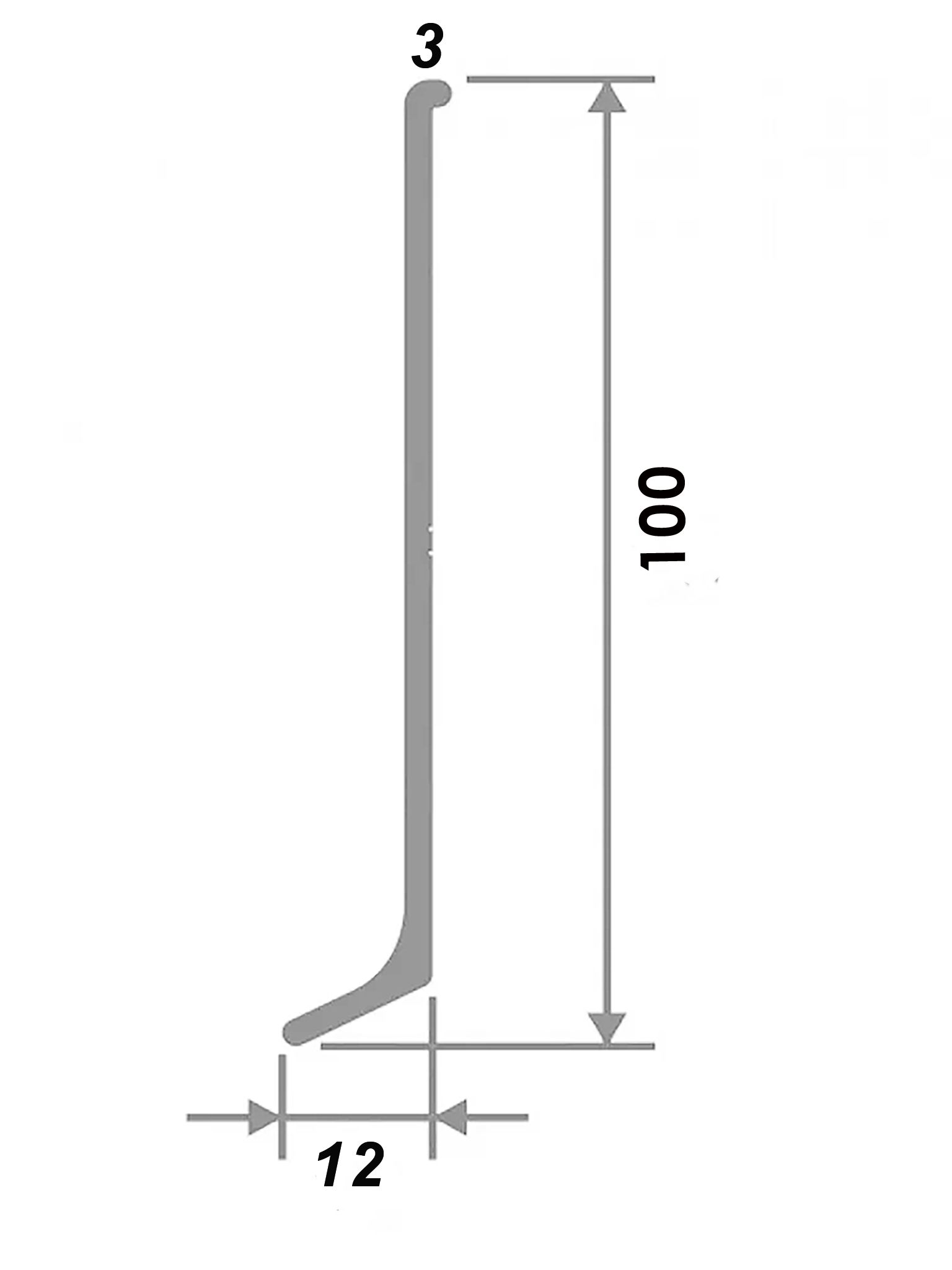 Плинтус напольный L -образный, высота 100 мм, длина 300 см, Серебро матовое, 1 шт Купить оптом Плинтус напольный L -образный, высота 100 мм, длина 300 см, Серебро матовое, 1 шт — изображение 2