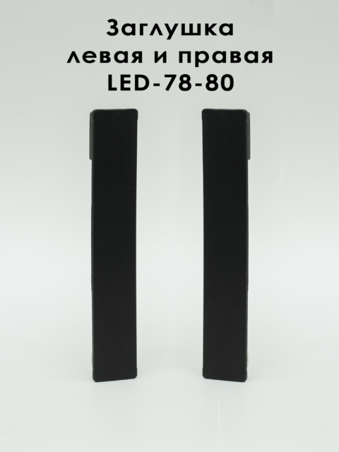 Заглушка левая и правая для алюминиевого плинтуса LED-78-80, Черный матовый, 1 шт