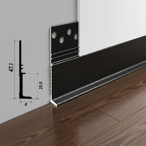 Плинтус напольный теневой, 47 X 20 X 3000 мм, зазор 20 мм, Чёрный матовый, 1 шт