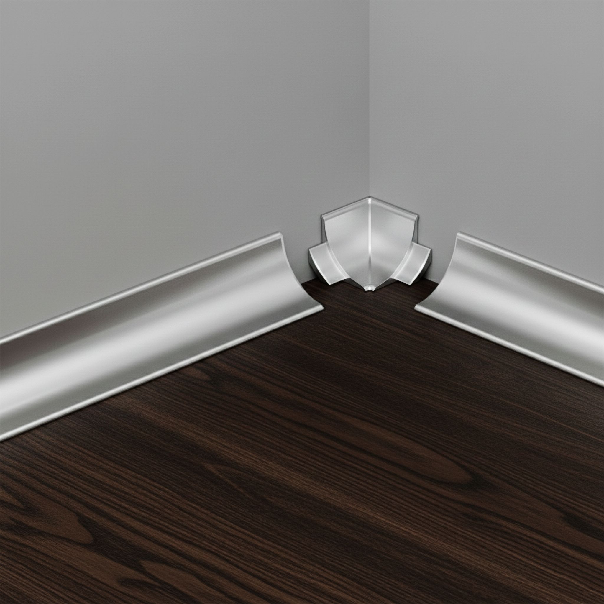 Угол внутренний для плинтуса, высота 17 мм, длина 300 см,Серебро матовое, 2 шт Купить оптом Угол внутренний для плинтуса, высота 17 мм, длина 300 см,Серебро матовое, 2 шт — изображение 2