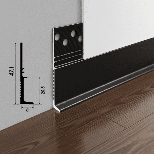 Плинтус напольный теневой, 47 X 20 X 3000 мм, зазор 20 мм, Чёрный матовый, 1 шт