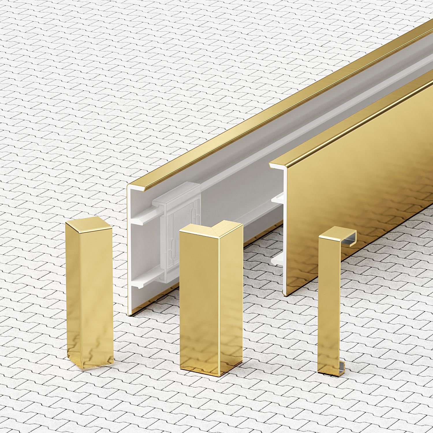Плинтус напольный из нержавеющей стали BXG-80-2500, с крепежом, ударопрочный, Золото брашированное, 1 шт Купить оптом Плинтус напольный из нержавеющей стали BXG-80-2500, с крепежом, ударопрочный, Золото брашированное, 1 шт — изображение 5