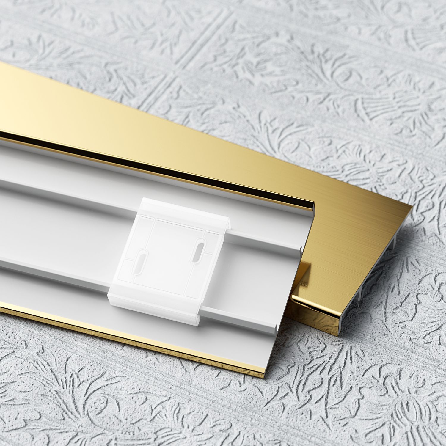 Плинтус напольный из нержавеющей стали BXG-80-2500, с крепежом, ударопрочный, Золото брашированное, 1 шт Купить оптом Плинтус напольный из нержавеющей стали BXG-80-2500, с крепежом, ударопрочный, Золото брашированное, 1 шт — изображение 4