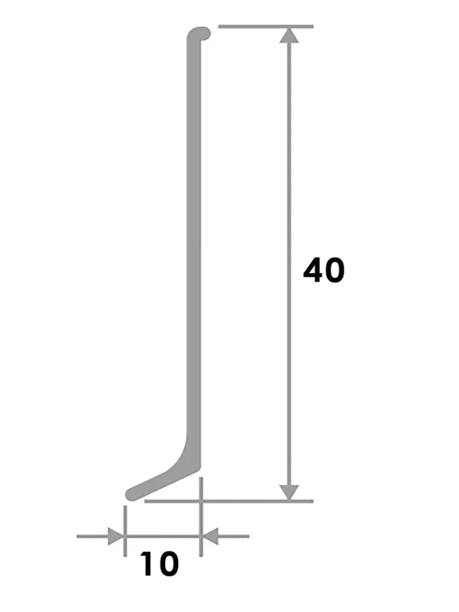 Плинтус напольный алюминиевый L-образный, высота 40 мм, длина 300см, Темно-серый, 1 шт Купить оптом Плинтус напольный алюминиевый L-образный, высота 40 мм, длина 300см, Темно-серый, 1 шт — изображение 2