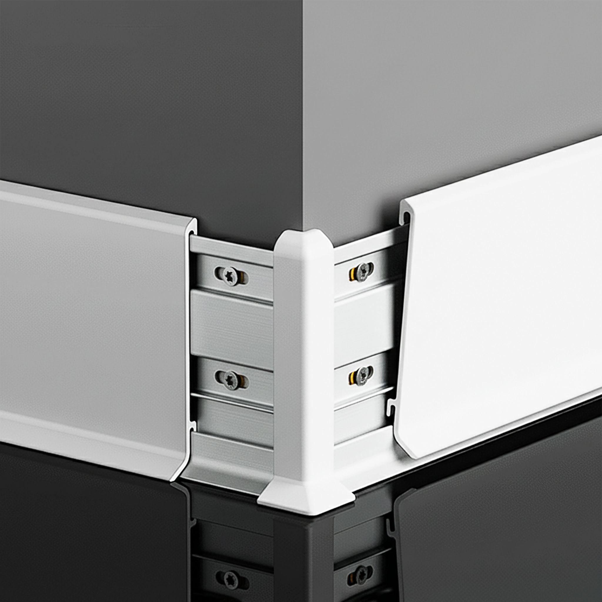 Соединение для напольного алюминиевого плинтуса SSZ-40-2500, Белый матовый, 2 шт Купить оптом Соединение для напольного алюминиевого плинтуса SSZ-40-2500, Белый матовый, 2 шт — изображение 6