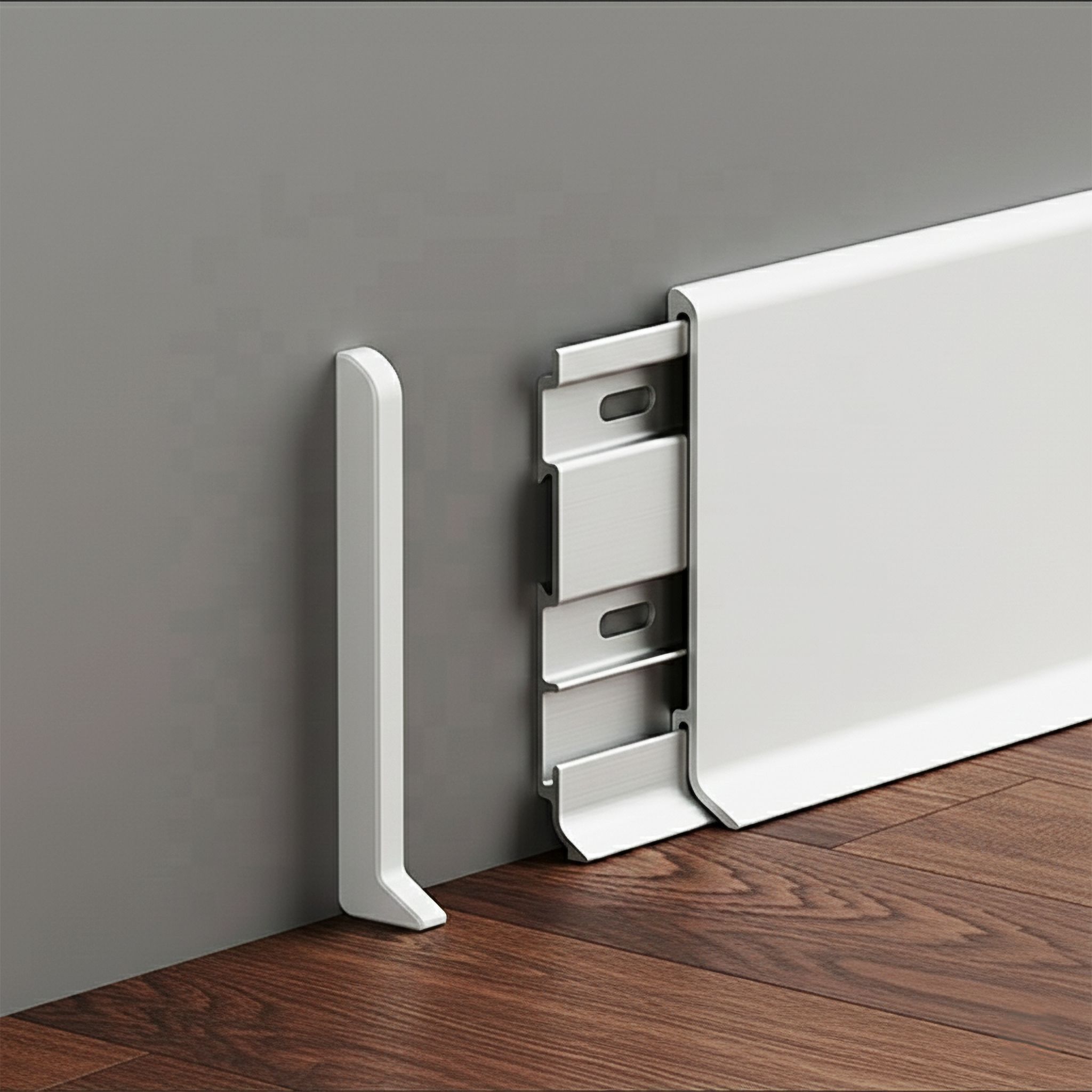 Плинтус напольный алюминиевый SSZ-60-2500, с крепежом, Белый матовый, 5 шт Купить оптом Плинтус напольный алюминиевый SSZ-60-2500, с крепежом, Белый матовый, 5 шт — изображение 6