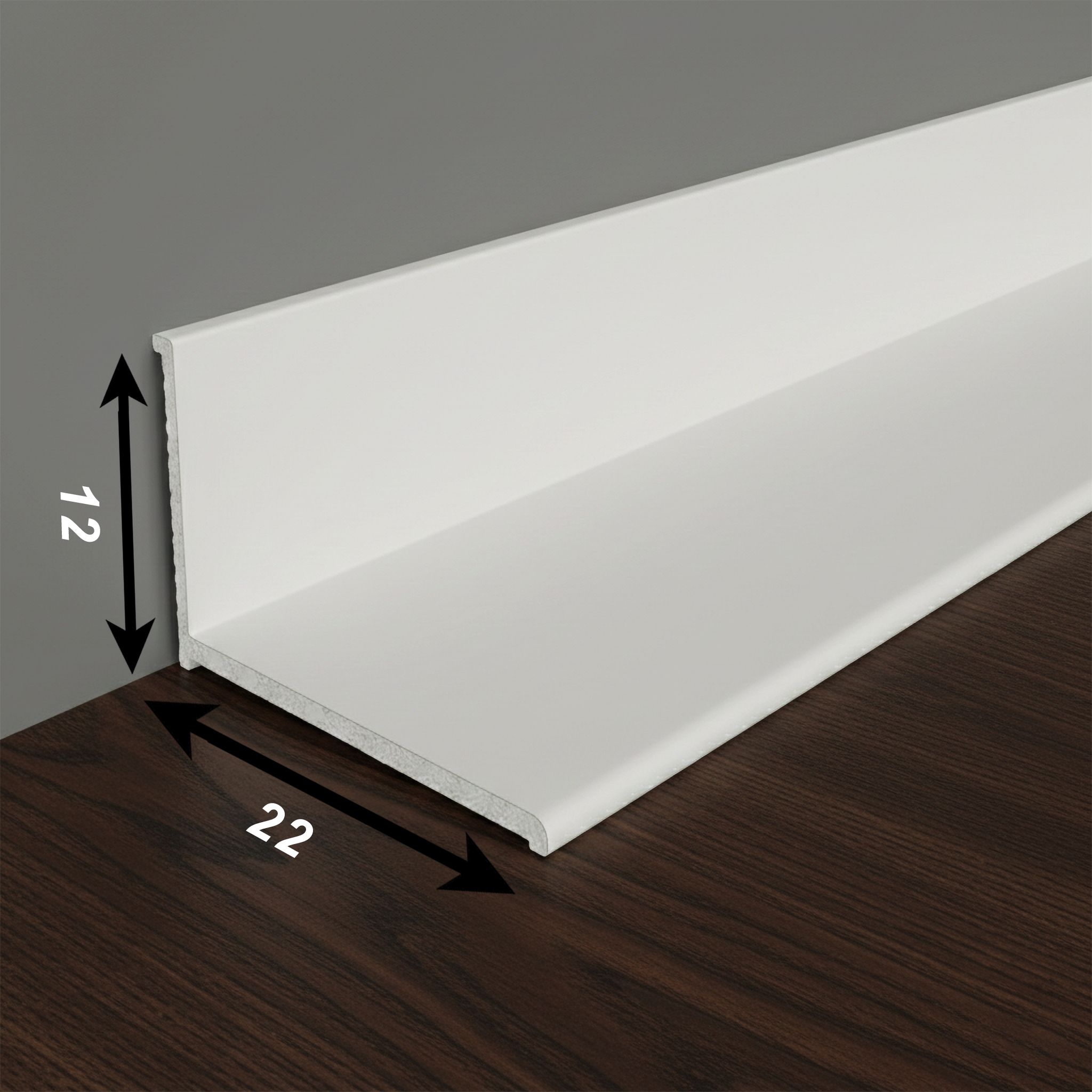 Микро плинтус напольный, угол внутренний, 22 х 12 мм, 300 см, Белый матовый, 1 шт Купить оптом Микро плинтус напольный, угол внутренний, 22 х 12 мм, 300 см, Белый матовый, 1 шт — изображение 3