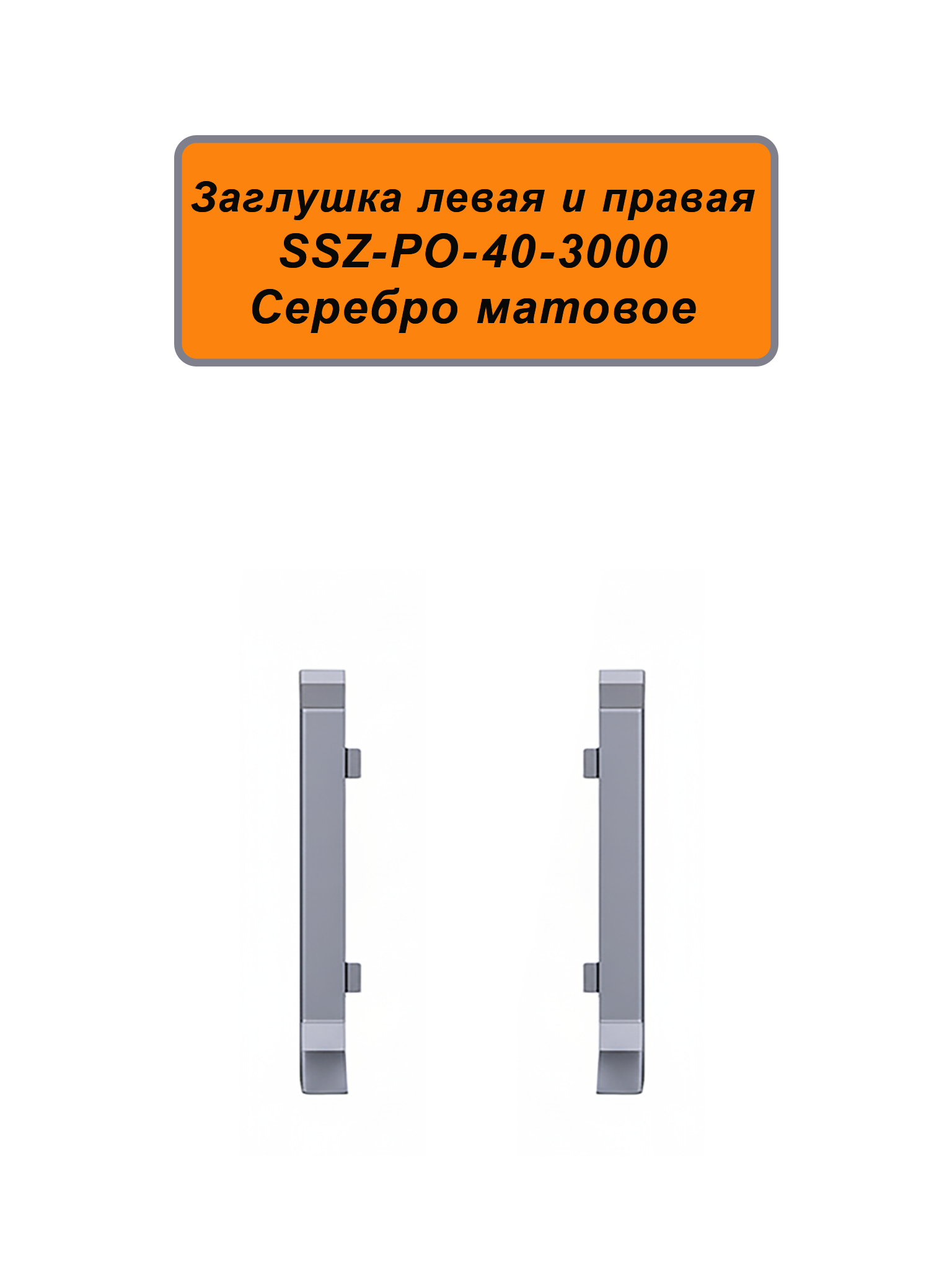 Заглушка левая и правая для алюминиевого плинтуса SSZ-40-3000, Серебро матовое, 1 шт Купить оптом Заглушка левая и правая для алюминиевого плинтуса SSZ-40-3000, Серебро матовое, 1 шт
