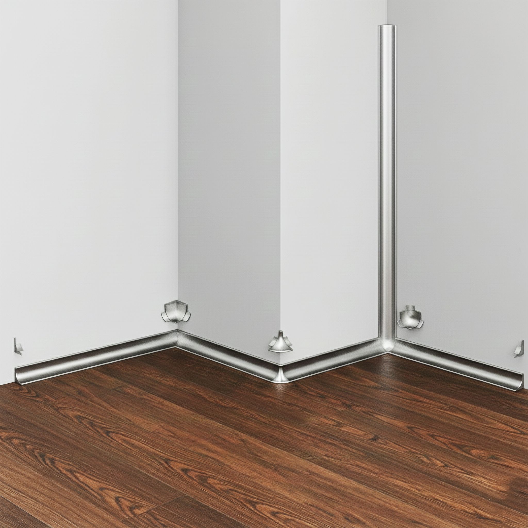 Угол внутренний для плинтуса, высота 17 мм, длина 300 см,Серебро матовое, 2 шт Купить оптом Угол внутренний для плинтуса, высота 17 мм, длина 300 см,Серебро матовое, 2 шт — изображение 4