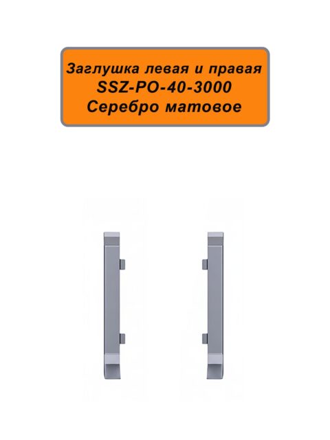 Заглушка левая и правая для алюминиевого плинтуса SSZ-40-3000, Серебро матовое, 2 шт