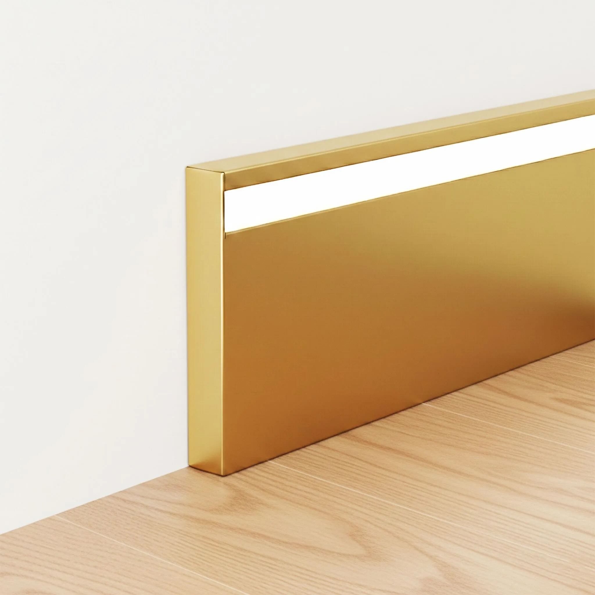Плинтус алюминиевый напольный LED-78-80-2500 под подсветку, накладной, Золото матовое светлое, 1 шт Купить оптом Плинтус алюминиевый напольный LED-78-80-2500 под подсветку, накладной, Золото матовое светлое, 1 шт — изображение 5