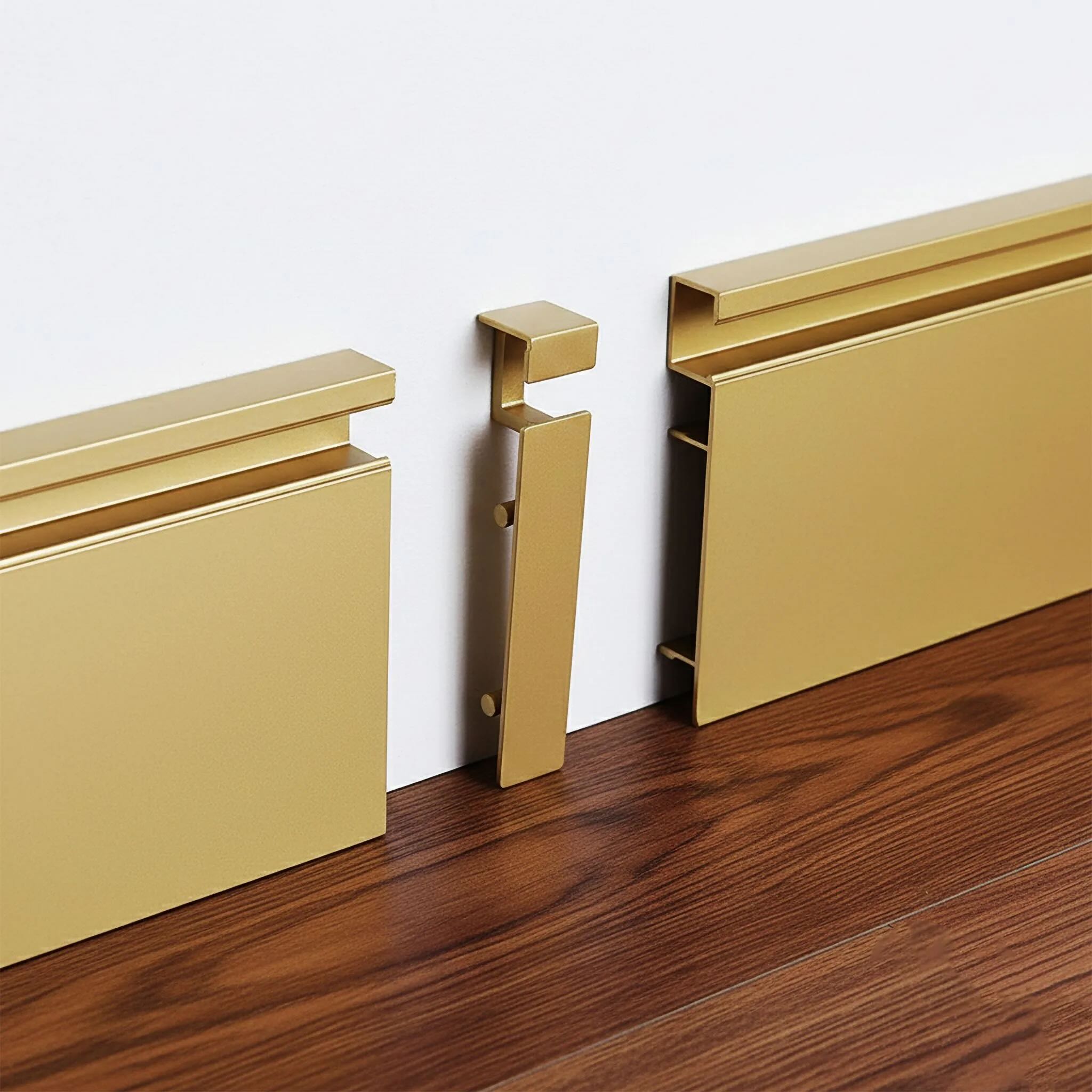 Плинтус алюминиевый напольный LED-78-80-2500 под подсветку, накладной, Золото матовое светлое, 1 шт Купить оптом Плинтус алюминиевый напольный LED-78-80-2500 под подсветку, накладной, Золото матовое светлое, 1 шт — изображение 7