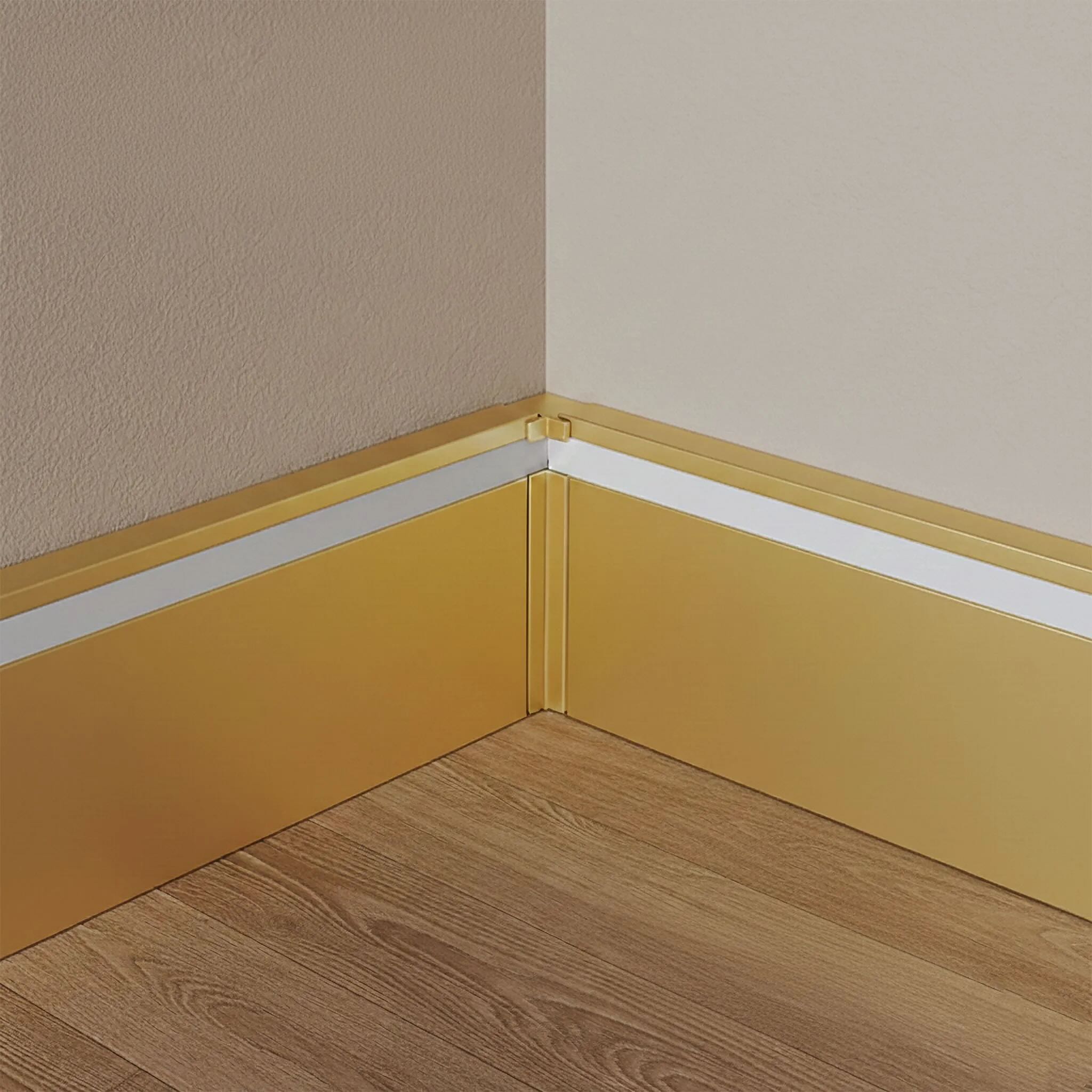 Плинтус алюминиевый напольный LED-78-80-2500 под подсветку, накладной, Золото матовое светлое, 1 шт Купить оптом Плинтус алюминиевый напольный LED-78-80-2500 под подсветку, накладной, Золото матовое светлое, 1 шт — изображение 3