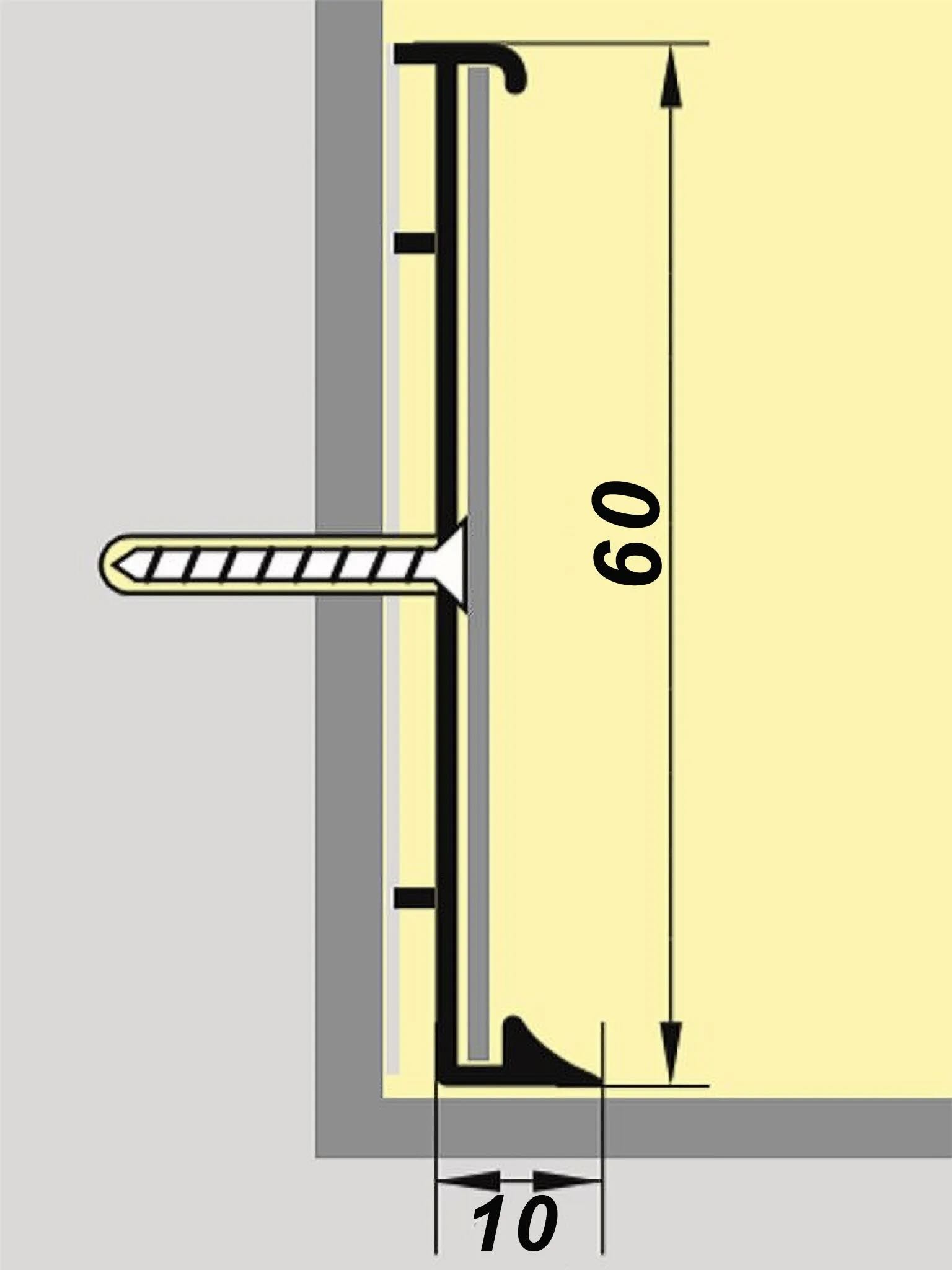 Плинтус коммерческий алюминиевый для линолеума, высота 60мм, Серебро матовое, 1 шт Купить оптом Плинтус коммерческий алюминиевый для линолеума, высота 60мм, Серебро матовое, 1 шт — изображение 4