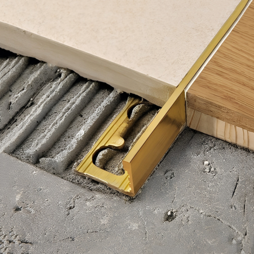 Латунный профиль под плитку,CEZAR-PVL-76X15-2500 мм, L-образный, Латунь полированная, 2 шт