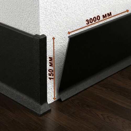 Плинтус напольный L -образный, высота 150 мм, длина 300 см, Черный муар, 1 шт