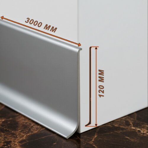 Плинтус напольный L -образный, высота 120 мм, длина 300 см, Серебро матовое, 1 шт