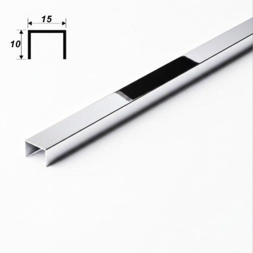 Латунный профиль, П-образный, CEZAR-PVL-84X15X10, 270 см, Латунь хромированная, 1 шт