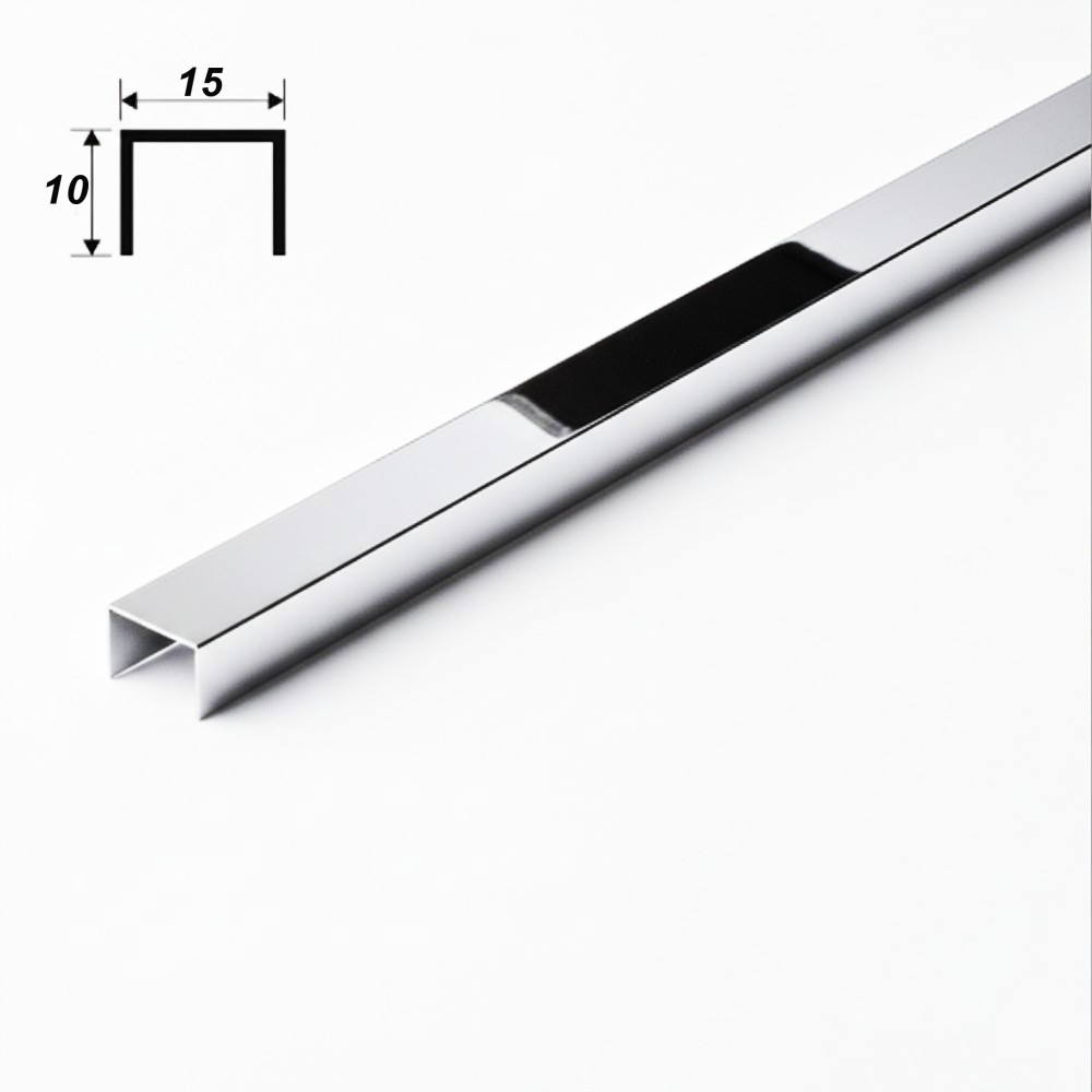 Латунный профиль, П-образный, CEZAR-PVL-84X15X10, 270 см, Латунь хромированная, 1 шт Купить оптом Латунный профиль, П-образный, CEZAR-PVL-84X15X10, 270 см, Латунь хромированная, 1 шт