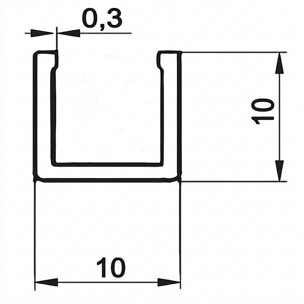 Латунный профиль, П-образный, CEZAR-PVL-83X10X10, 270 см, Латунь хромированная, 1 шт Купить оптом Латунный профиль, П-образный, CEZAR-PVL-83X10X10, 270 см, Латунь хромированная, 1 шт — изображение 2