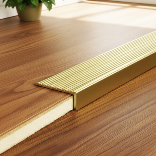 Порог угловой CEZAR, LSS-35X15, длина 330 см, с рифлением, Латунь полированная, 2 шт